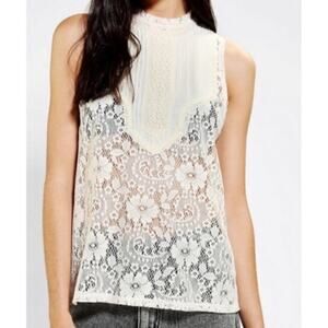 Urban Outfitters Kimchi Blue Victorian Lace Top Cream Womans Size L